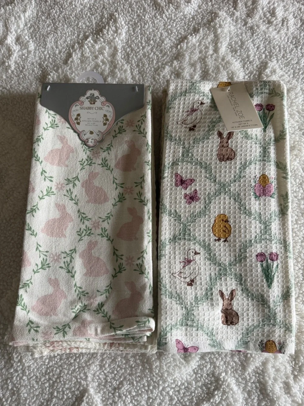 Shabby Chic Kitchen Towels Easter Bunny Chick 🐥 Goose 🪿 NEW!